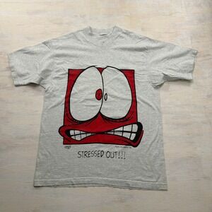 Freeze T Shirt Vintage 1996 Face Offs Stressed Out Graphic Grey Mens XL‎